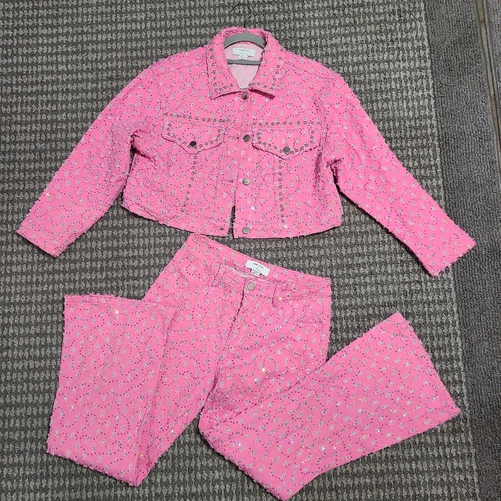 Labelrail x Dyspnea rodeo western embellished denim jacket matching flare pants‎